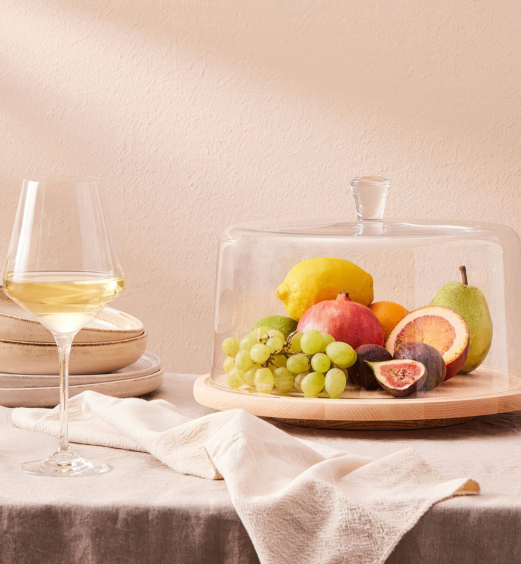 Cloche with wooden rotating platter 33 cm