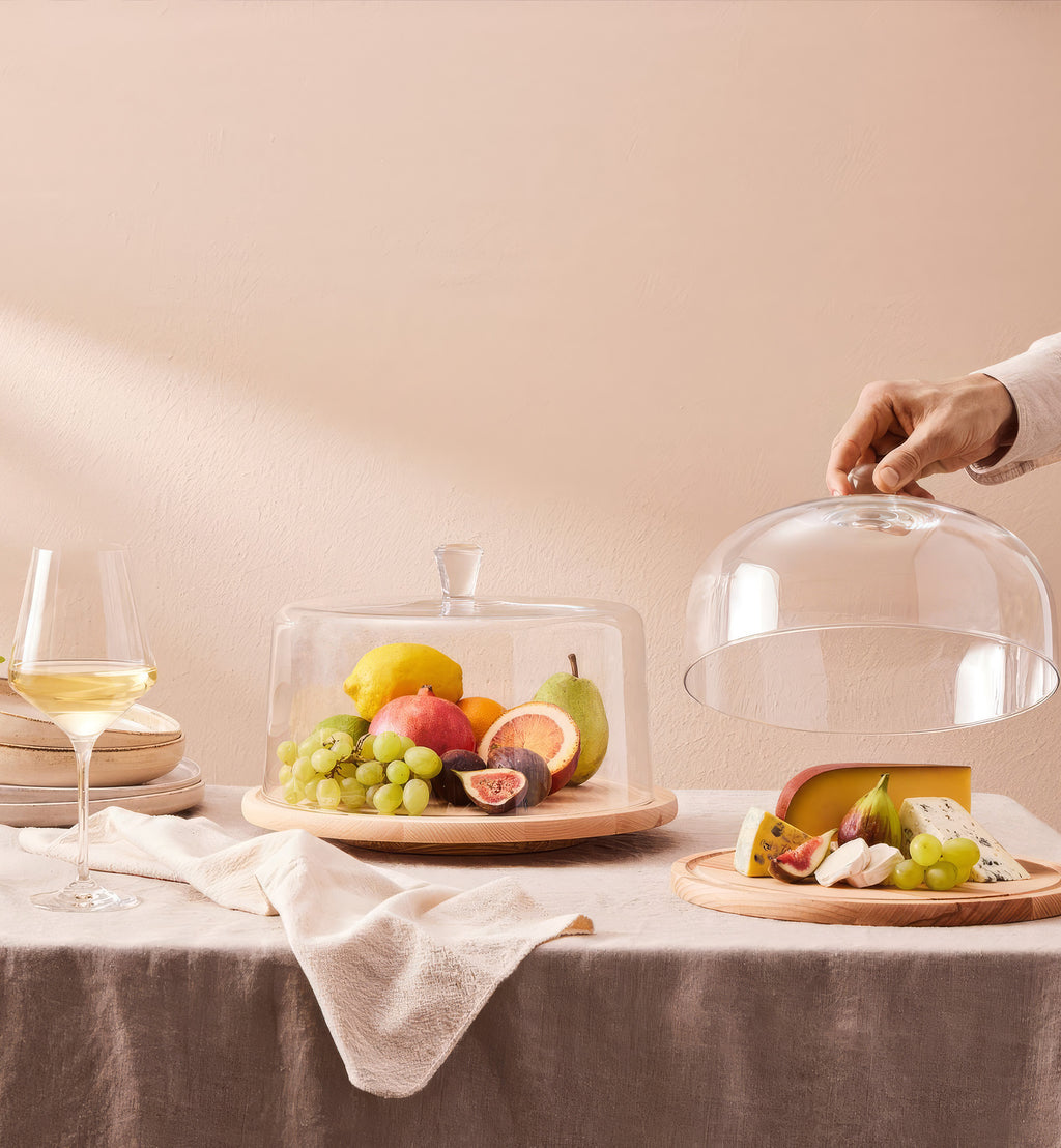 Cloche with wooden rotating platter 33 cm