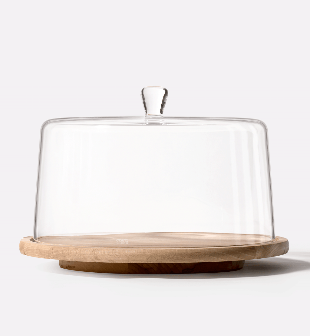 Cloche with wooden rotating platter 33 cm