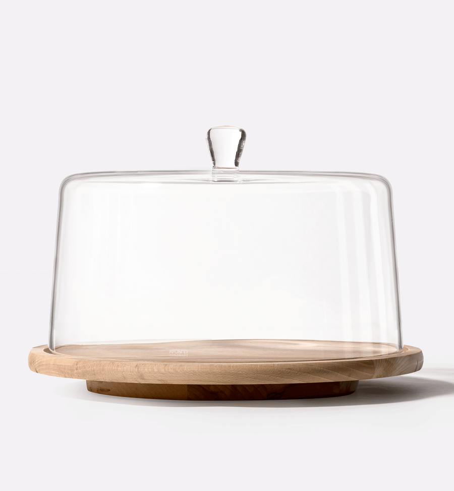Cloche with wooden rotating platter 33 cm