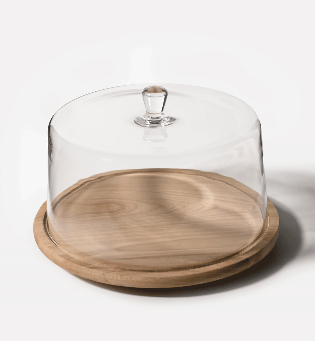 Cloche with wooden rotating platter 33 cm