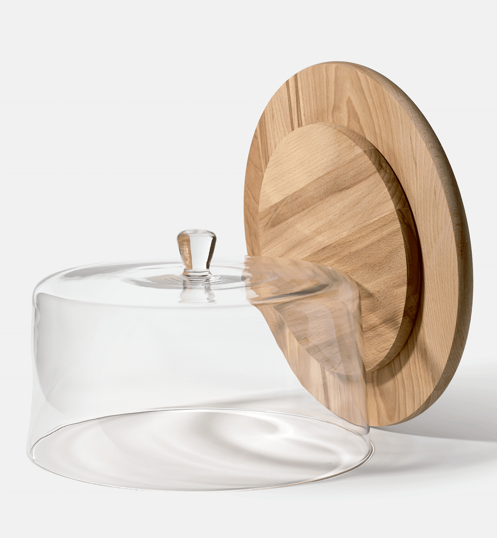 Cloche with wooden rotating platter 33 cm