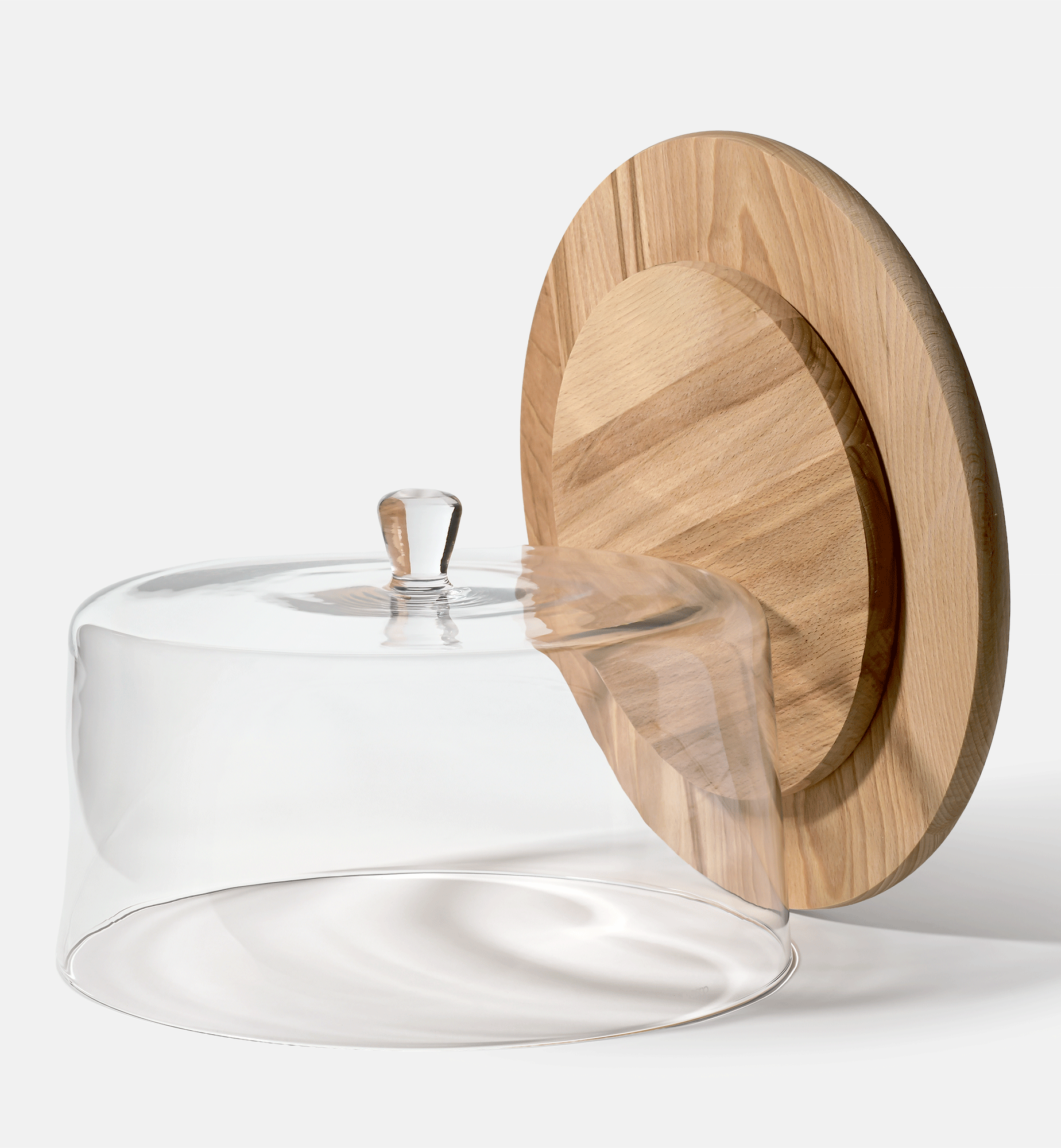 Cloche with wooden rotating platter 33 cm