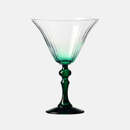 Shaded martini glasses with a dark green stem