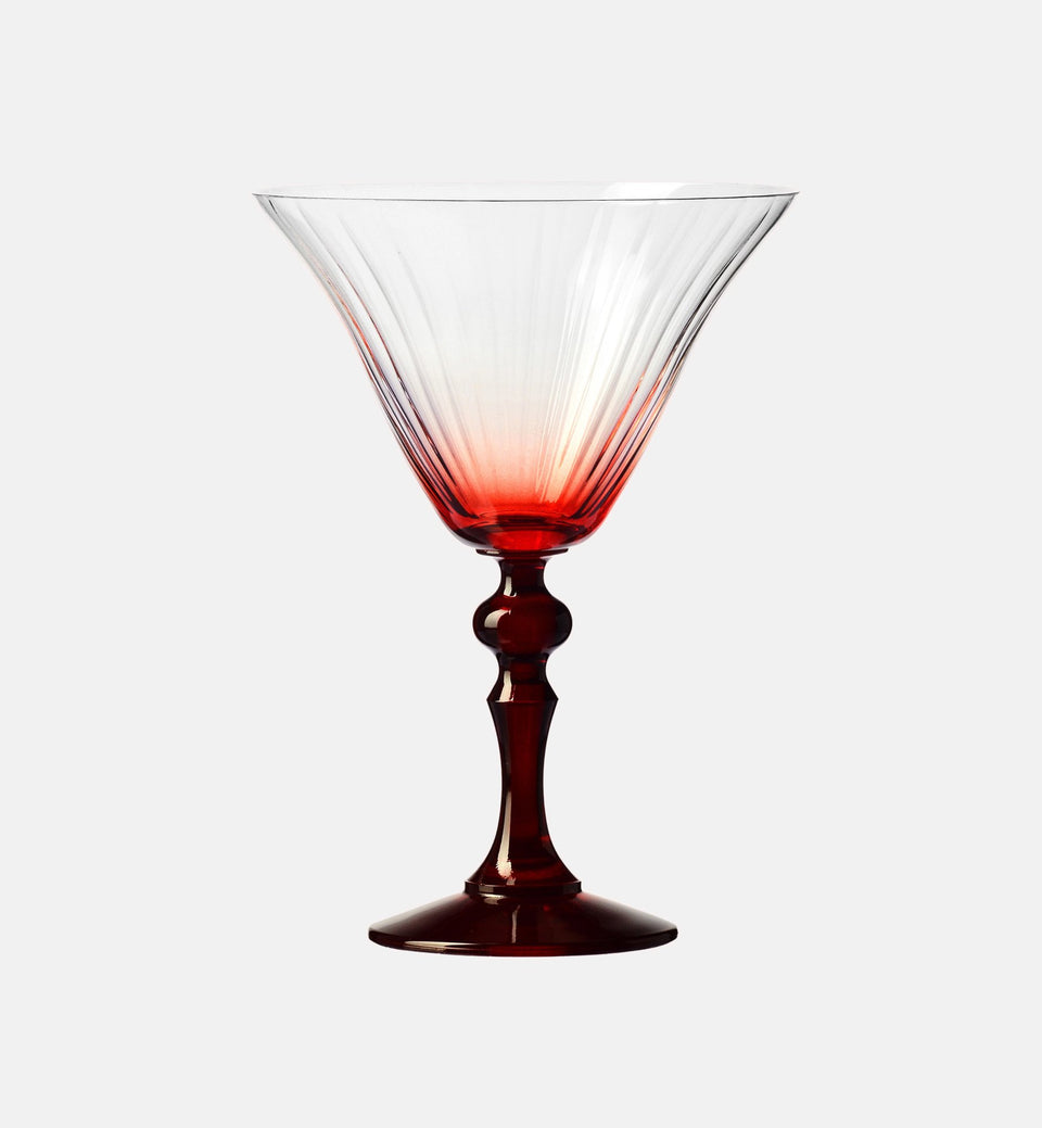 Tinted martini glasses with a red stem