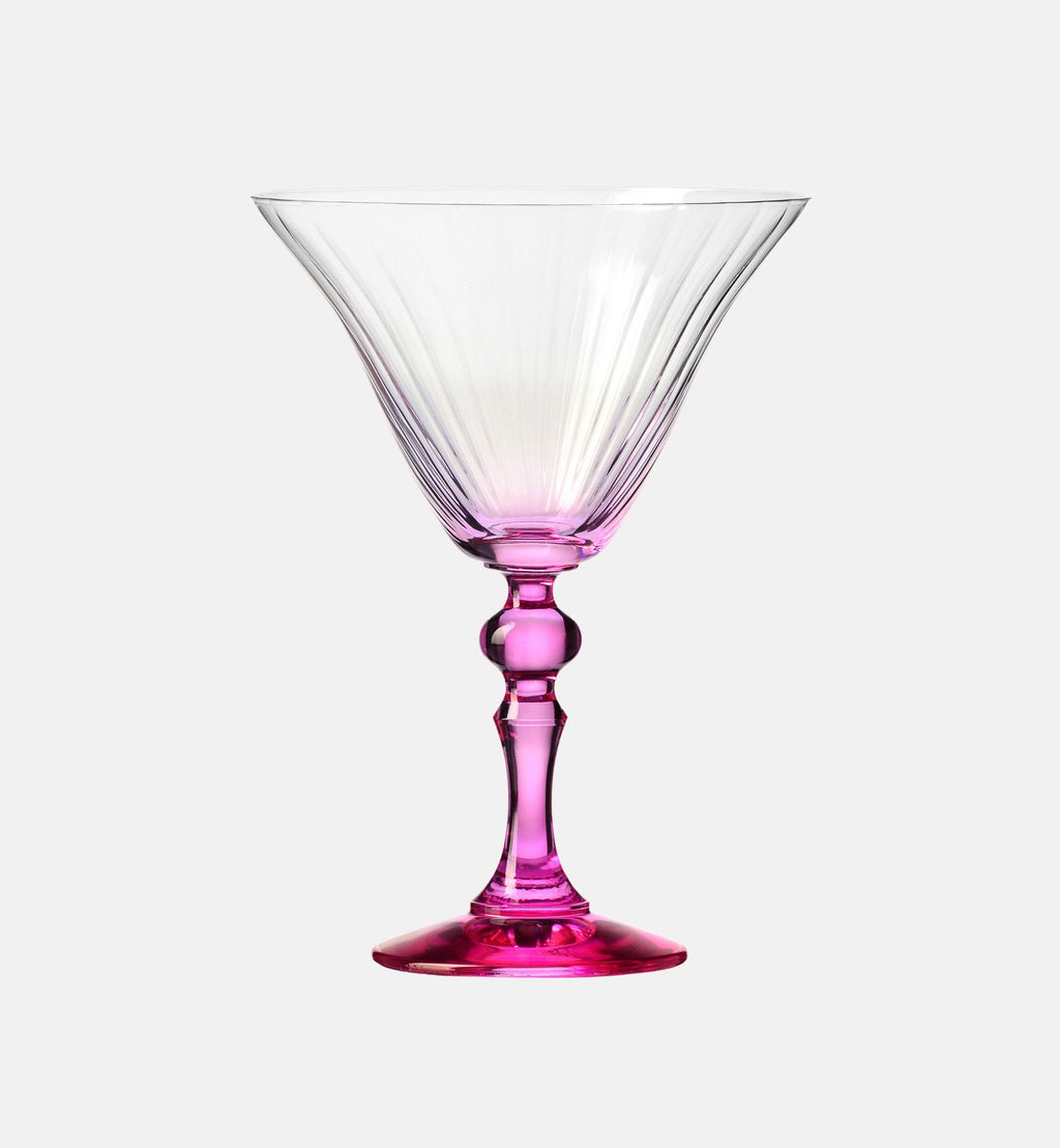 Shaded martini glasses with a pink stem