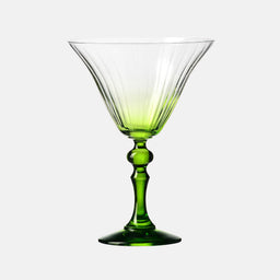 Shaded martini glasses with a green stem