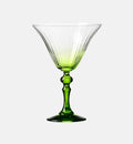 Shaded martini glasses with a green stem