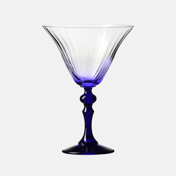 Shaded martini glasses with a navy blue stem