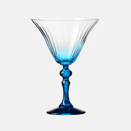 Shaded martini glasses with a blue stem