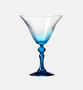 Shaded martini glasses with a blue stem