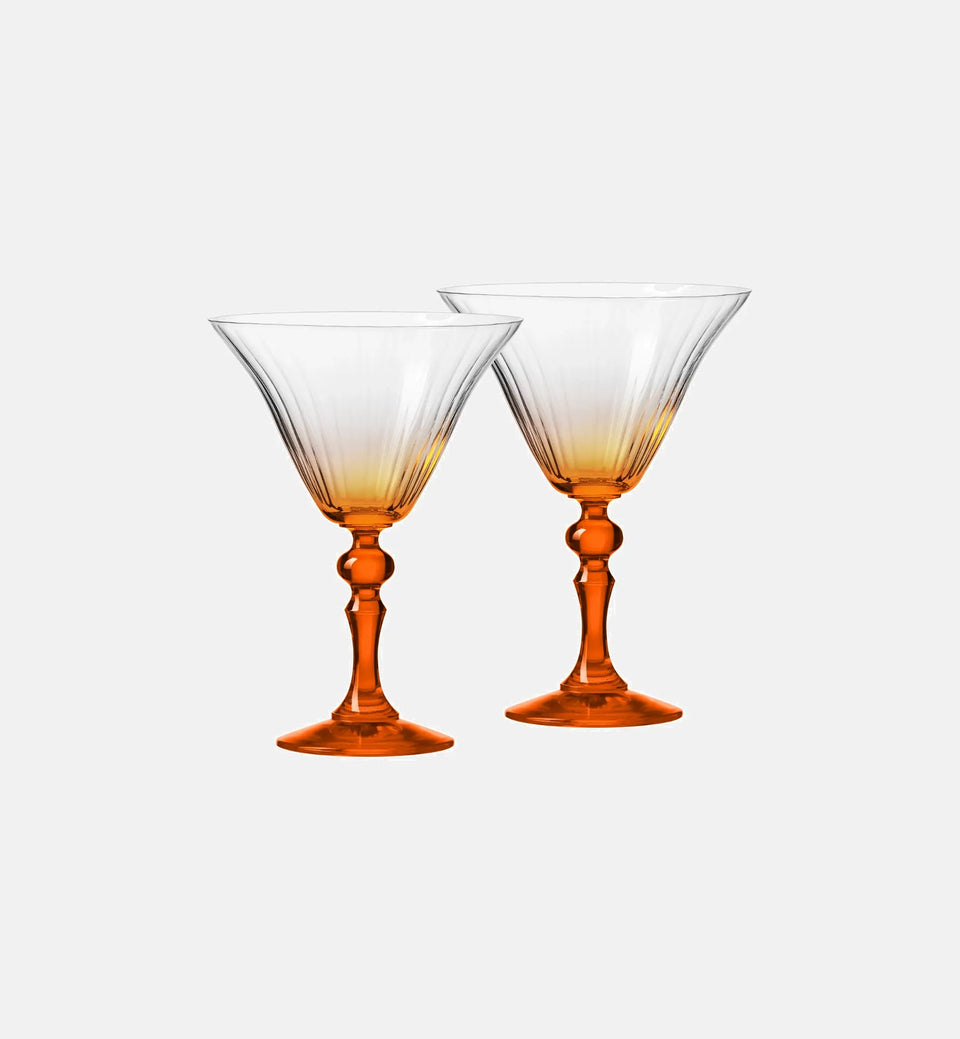 Cieniowane kieliszki do martini z pomarańczową nóżką 170 ml