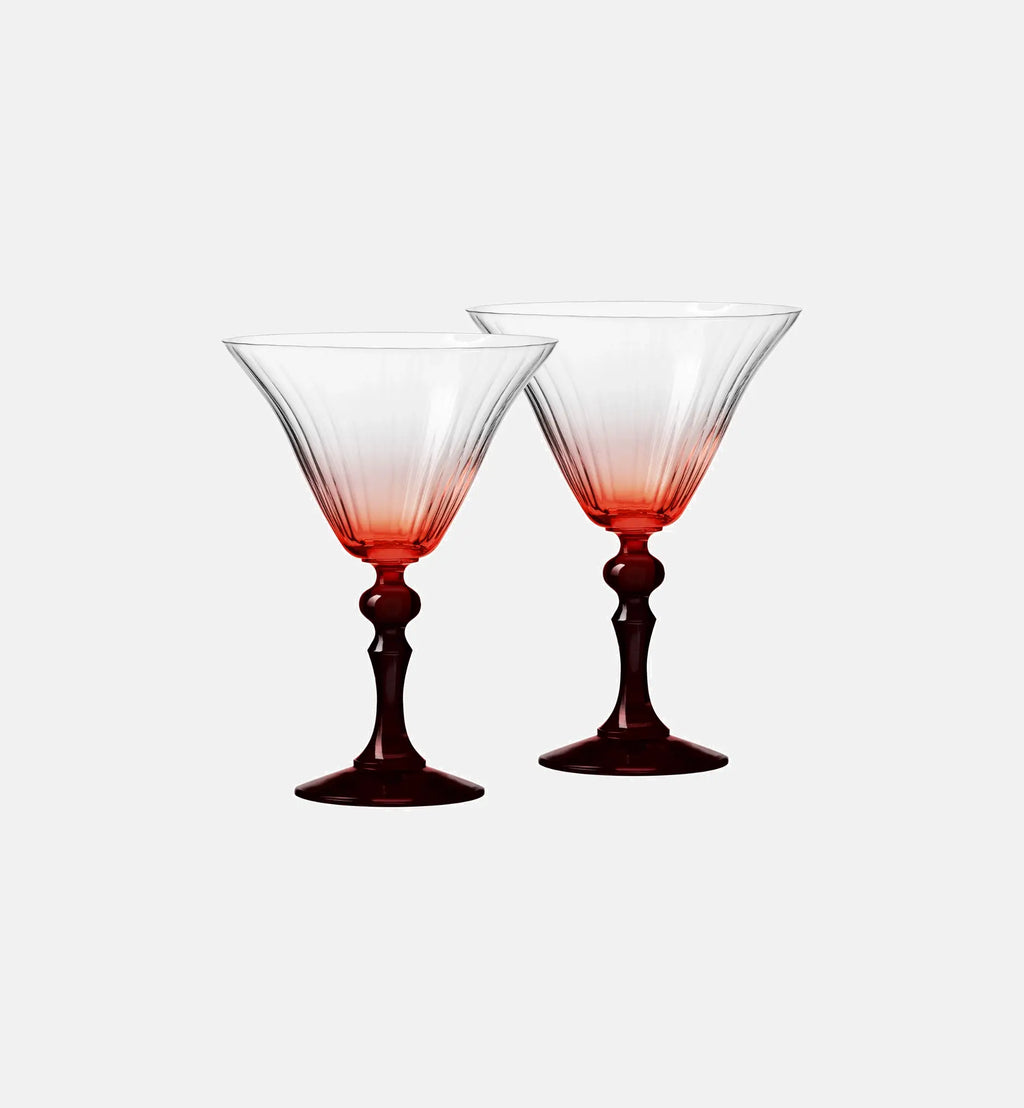 Cieniowane kieliszki do martini z czerwoną nóżką 170 ml
