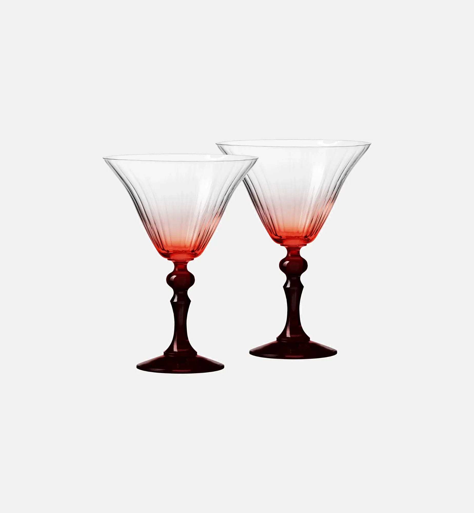 Cieniowane kieliszki do martini z czerwoną nóżką 170 ml