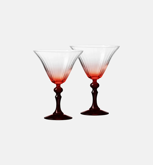 Cieniowane kieliszki do martini z czerwoną nóżką 170 ml