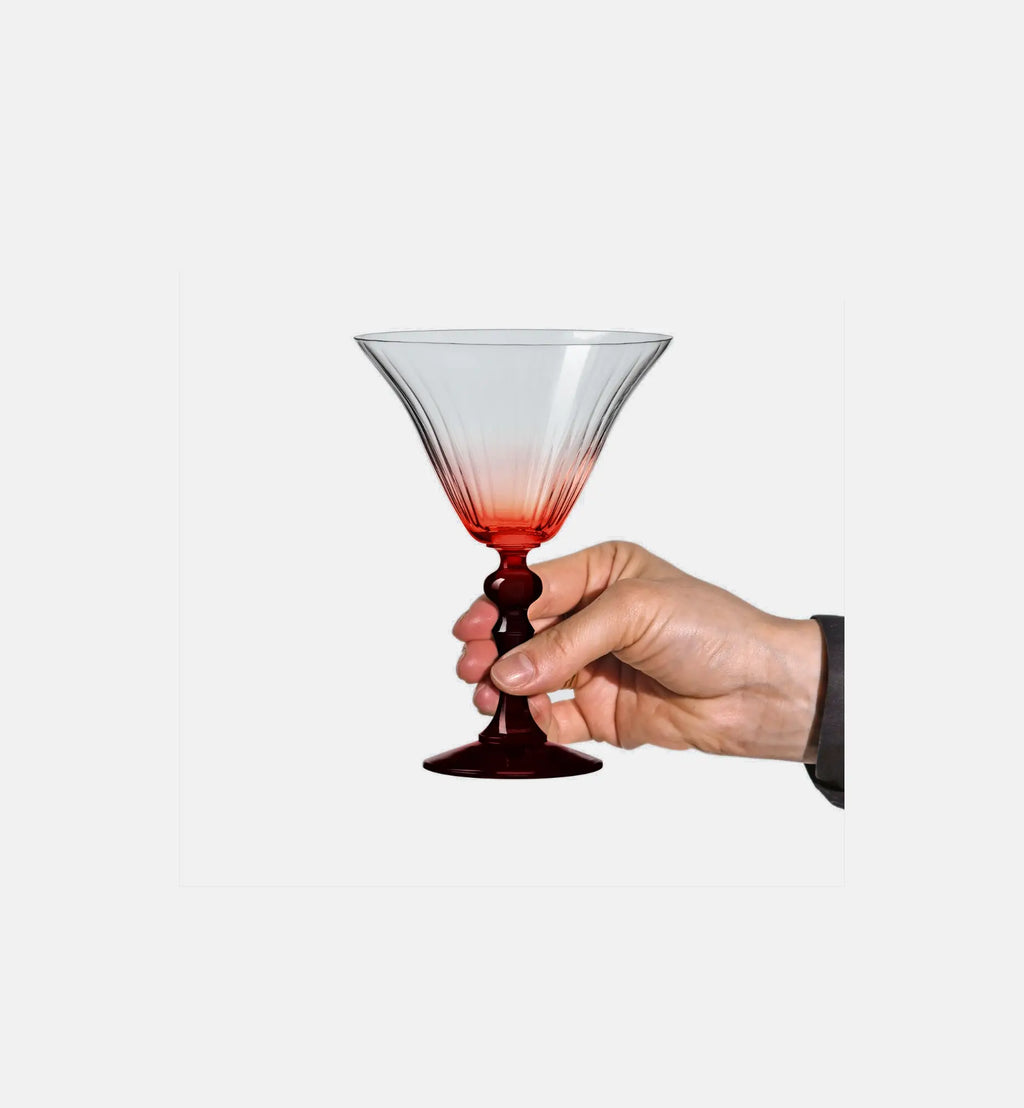Cieniowane kieliszki do martini z czerwoną nóżką 170 ml