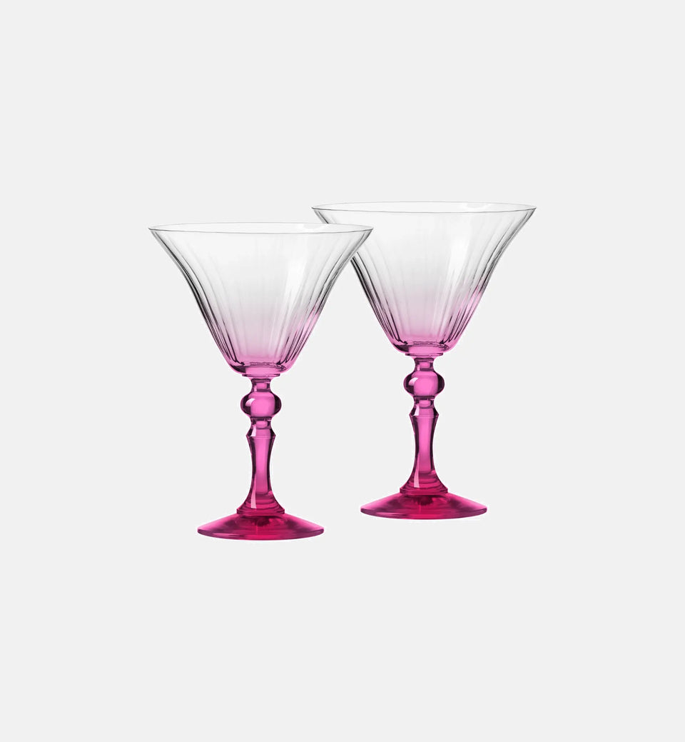 Cieniowane kieliszki do martini z różową nóżką 170 ml