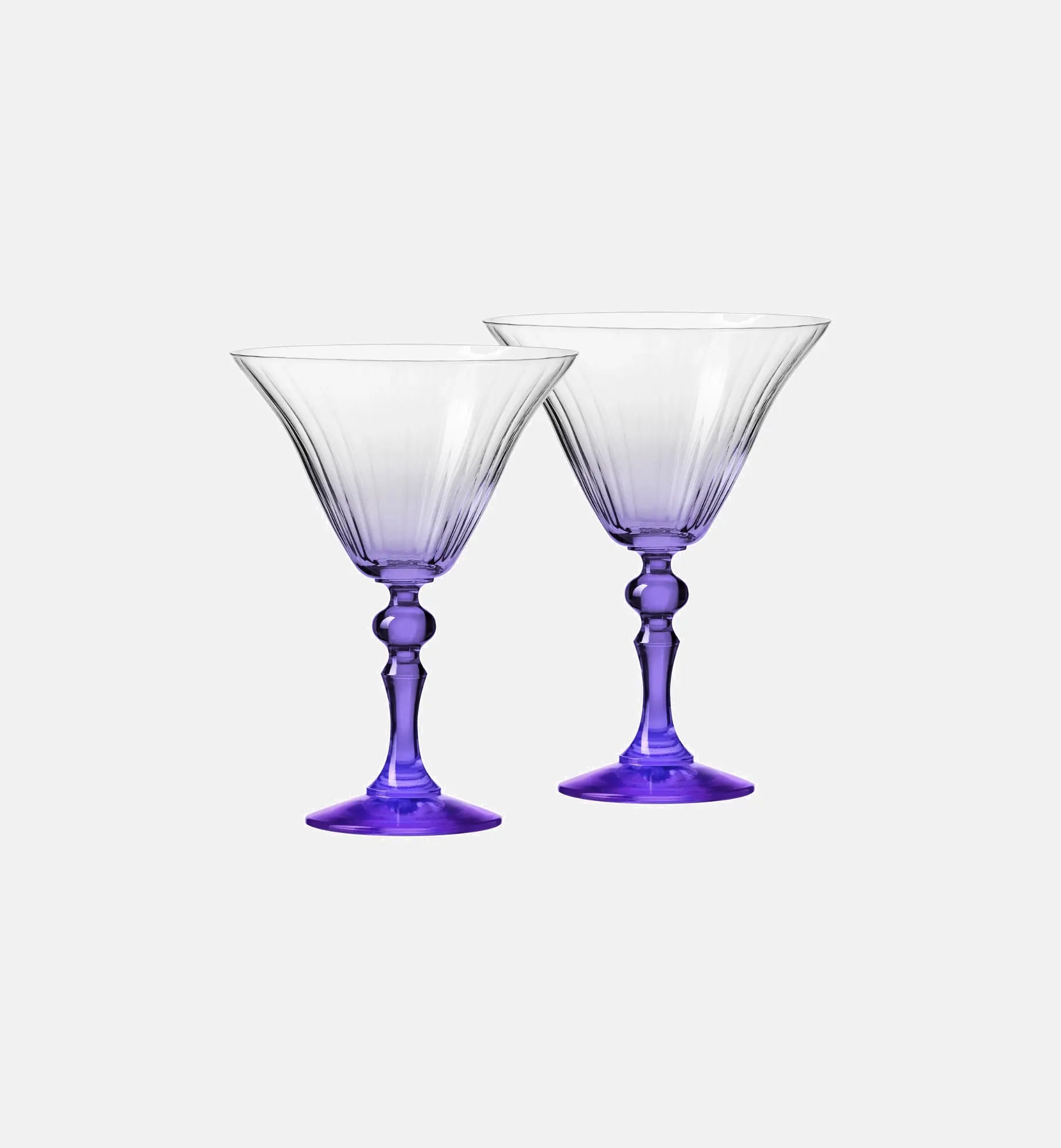 Cieniowane kieliszki do martini z fioletową nóżką 170 ml