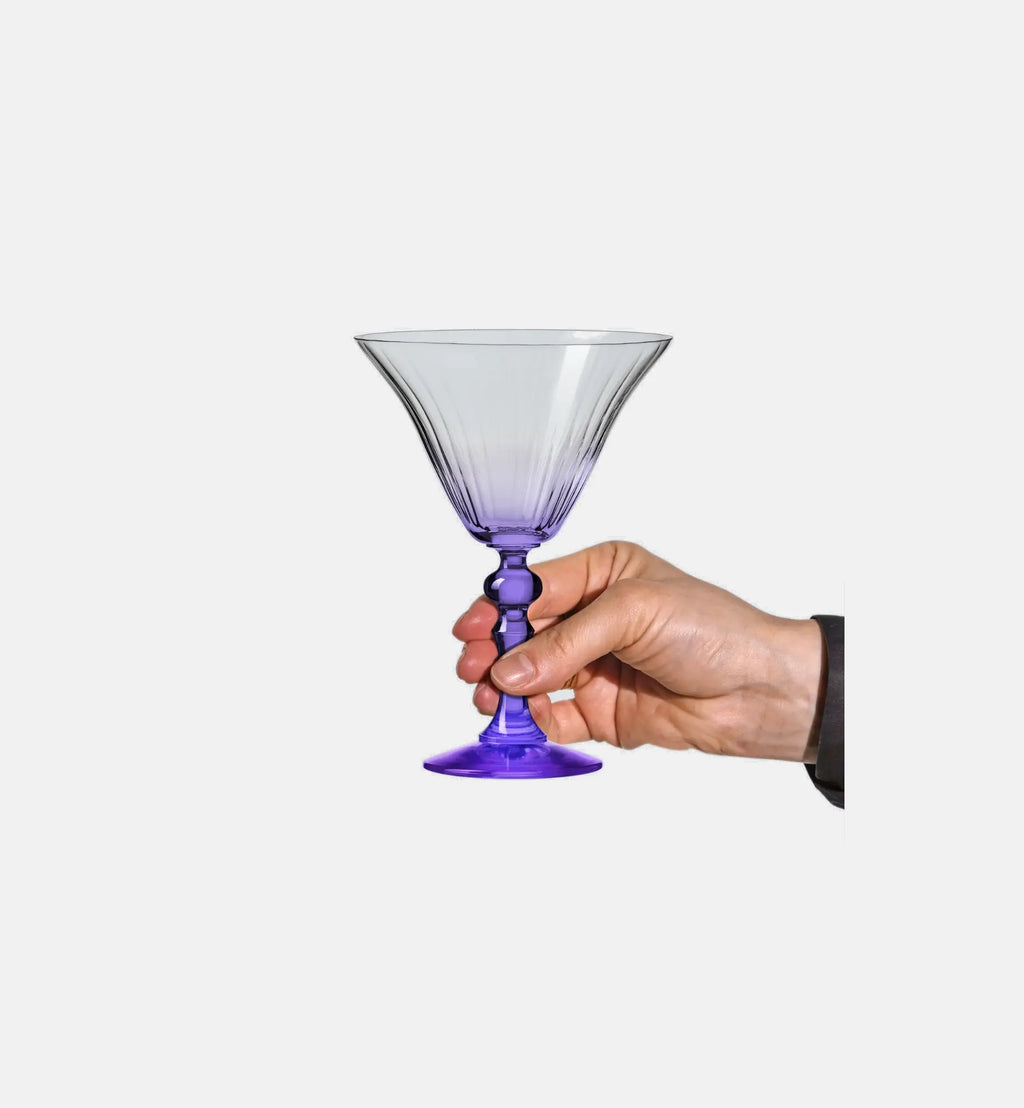 Cieniowane kieliszki do martini z fioletową nóżką 170 ml