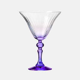 Shaded martini glasses with a purple stem
