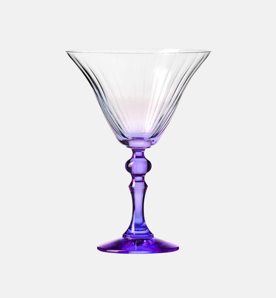Cieniowane kieliszki do martini z fioletową nóżką 170 ml