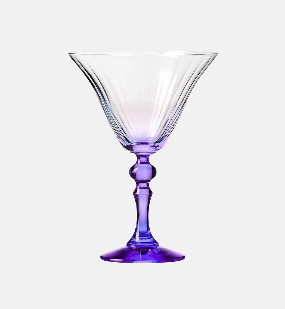 Cieniowane kieliszki do martini z fioletową nóżką 170 ml