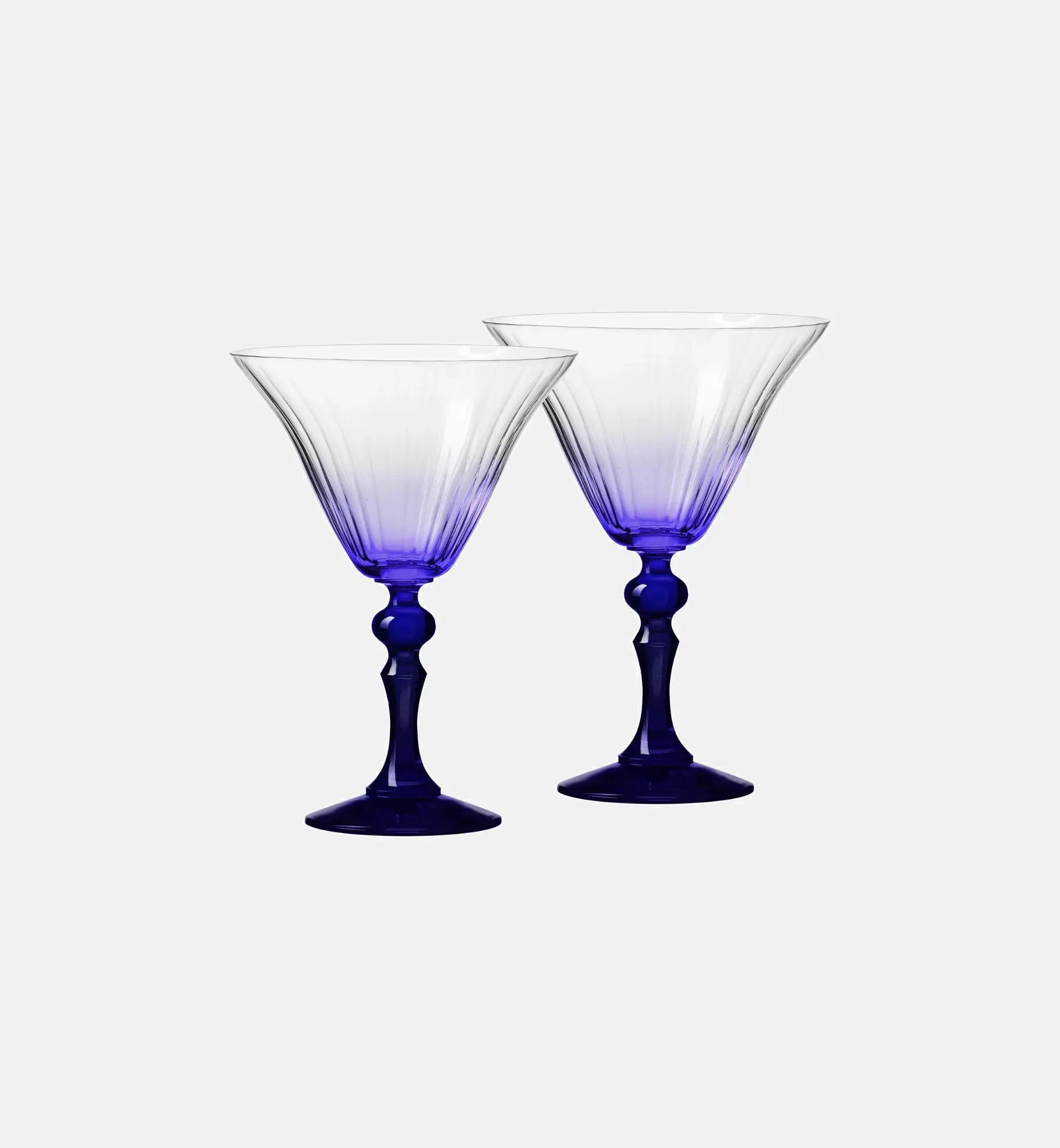 Cieniowane kieliszki do martini z granatową nóżką 170 ml
