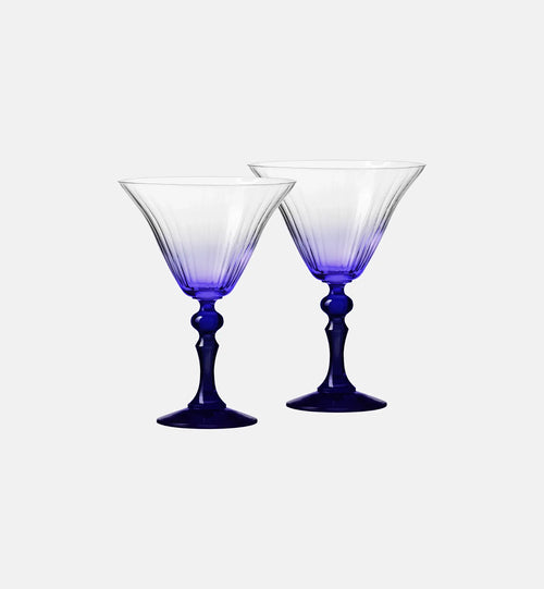 Cieniowane kieliszki do martini z granatową nóżką 170 ml