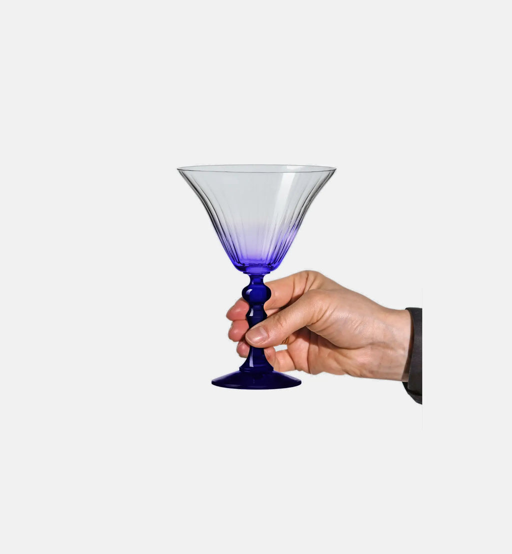 Cieniowane kieliszki do martini z granatową nóżką 170 ml