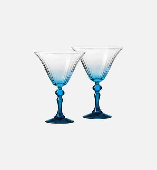 Cieniowane kieliszki do martini z niebieską nóżką 170 ml