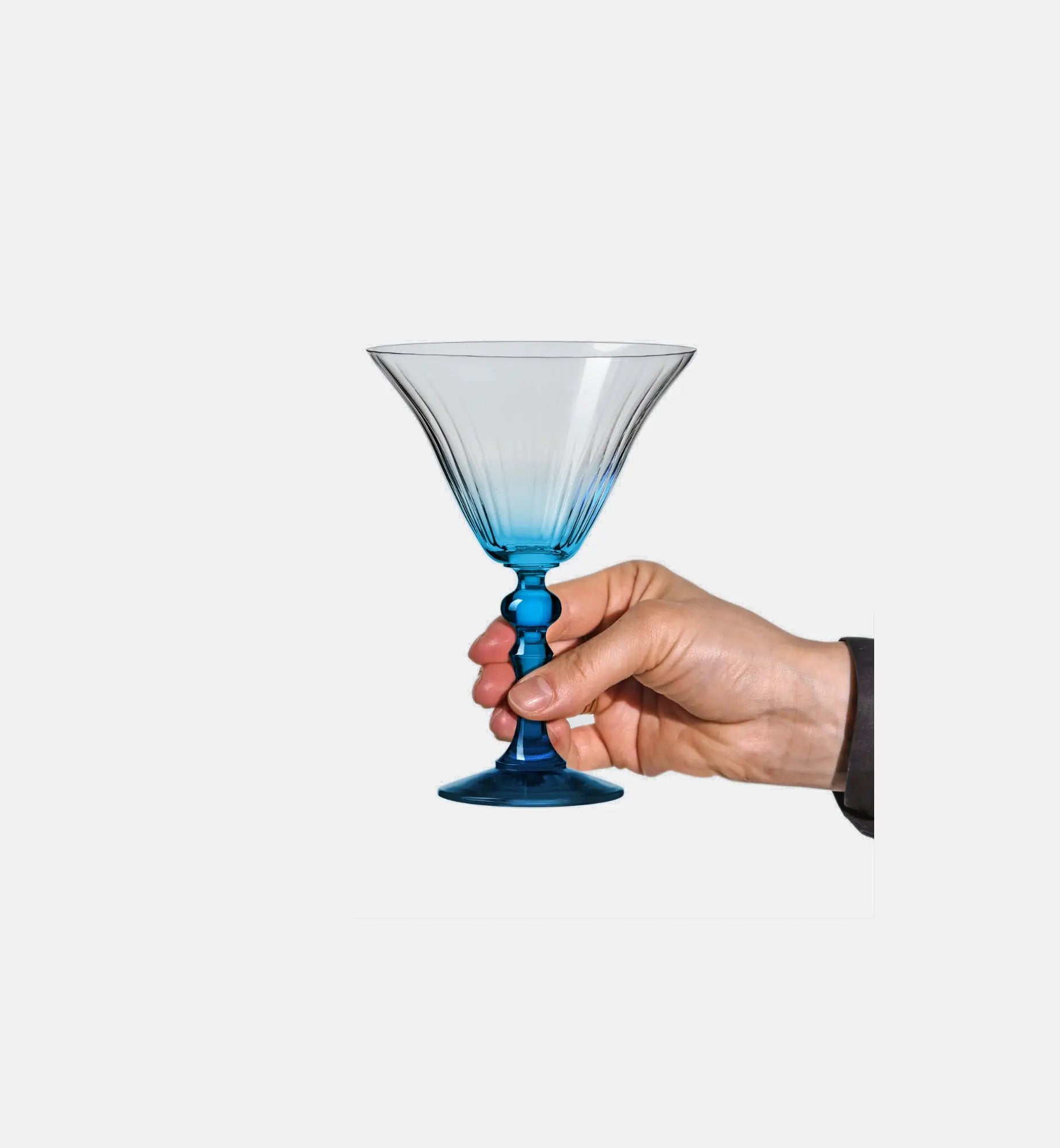 Shaded martini glasses with a blue stem