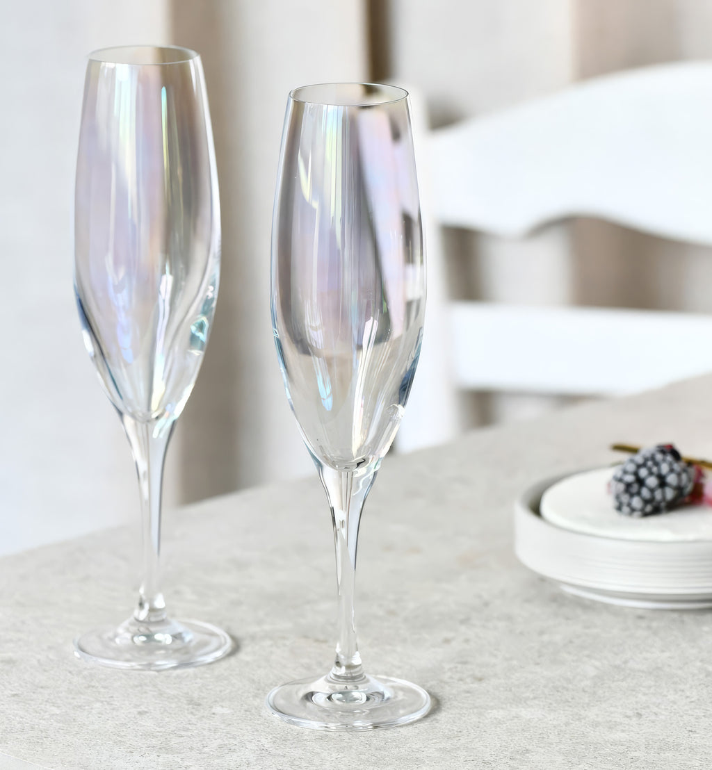 Iridescent champagne flutes