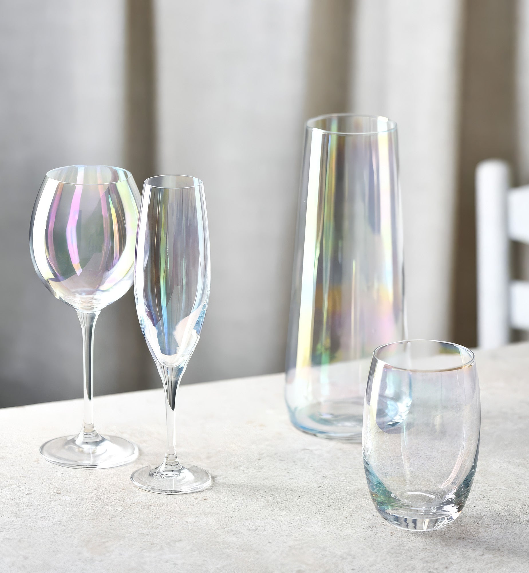 Iridescent champagne flutes