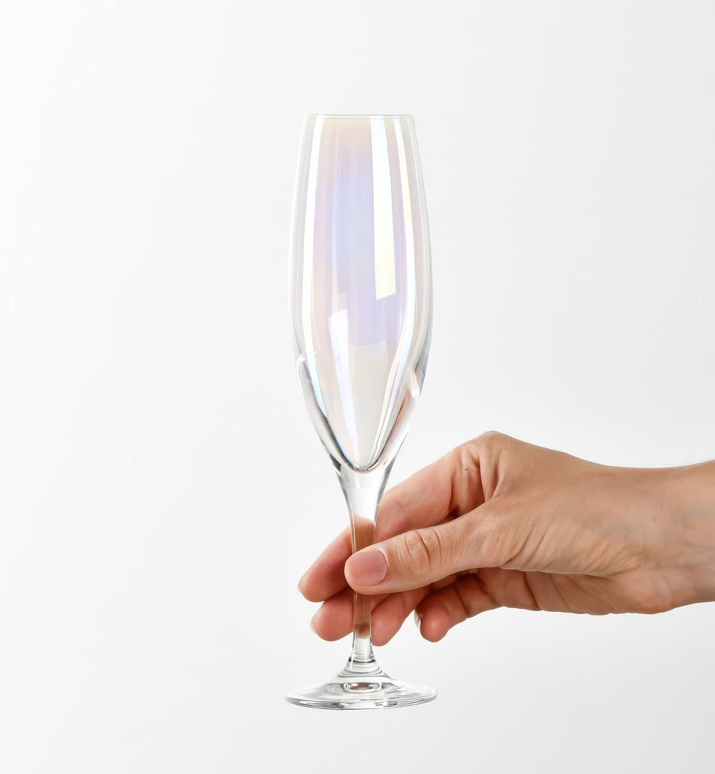 Iridescent champagne flutes