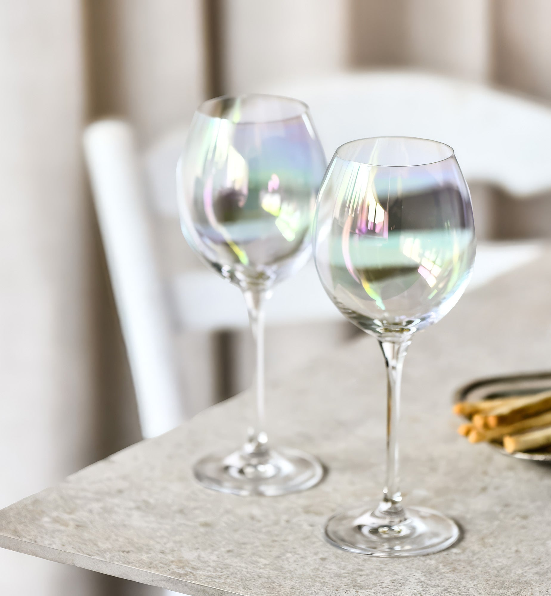 Iridescent wine glasses