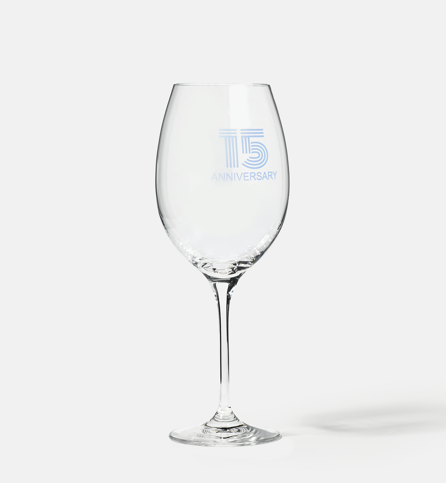 Zdobiony kieliszek do wina z napisem 15 ANNIVERSARY, 15 ROCZNICA 480 ml