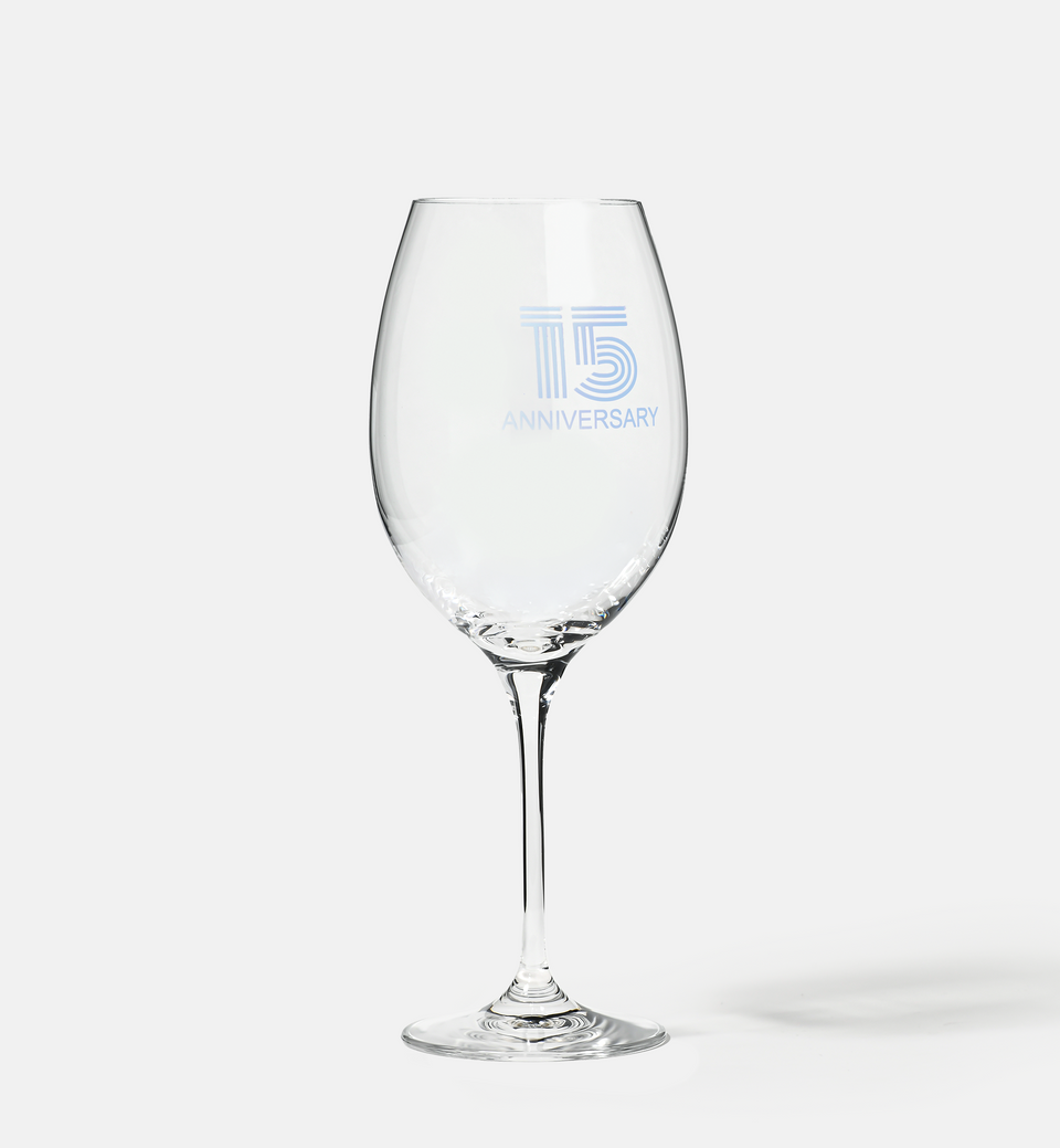 Zdobiony kieliszek do wina z napisem 15 ANNIVERSARY, 15 ROCZNICA 480 ml