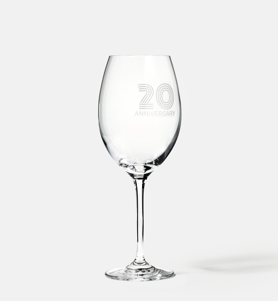 Zdobiony kieliszek do wina z napisem 20 ANNIVERSARY, 20 ROCZNICA 480 ml
