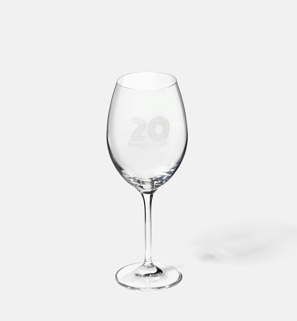 Zdobiony kieliszek do wina z napisem 20 ANNIVERSARY, 20 ROCZNICA 480 ml
