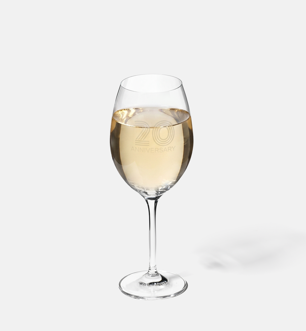 Zdobiony kieliszek do wina z napisem 20 ANNIVERSARY, 20 ROCZNICA 480 ml