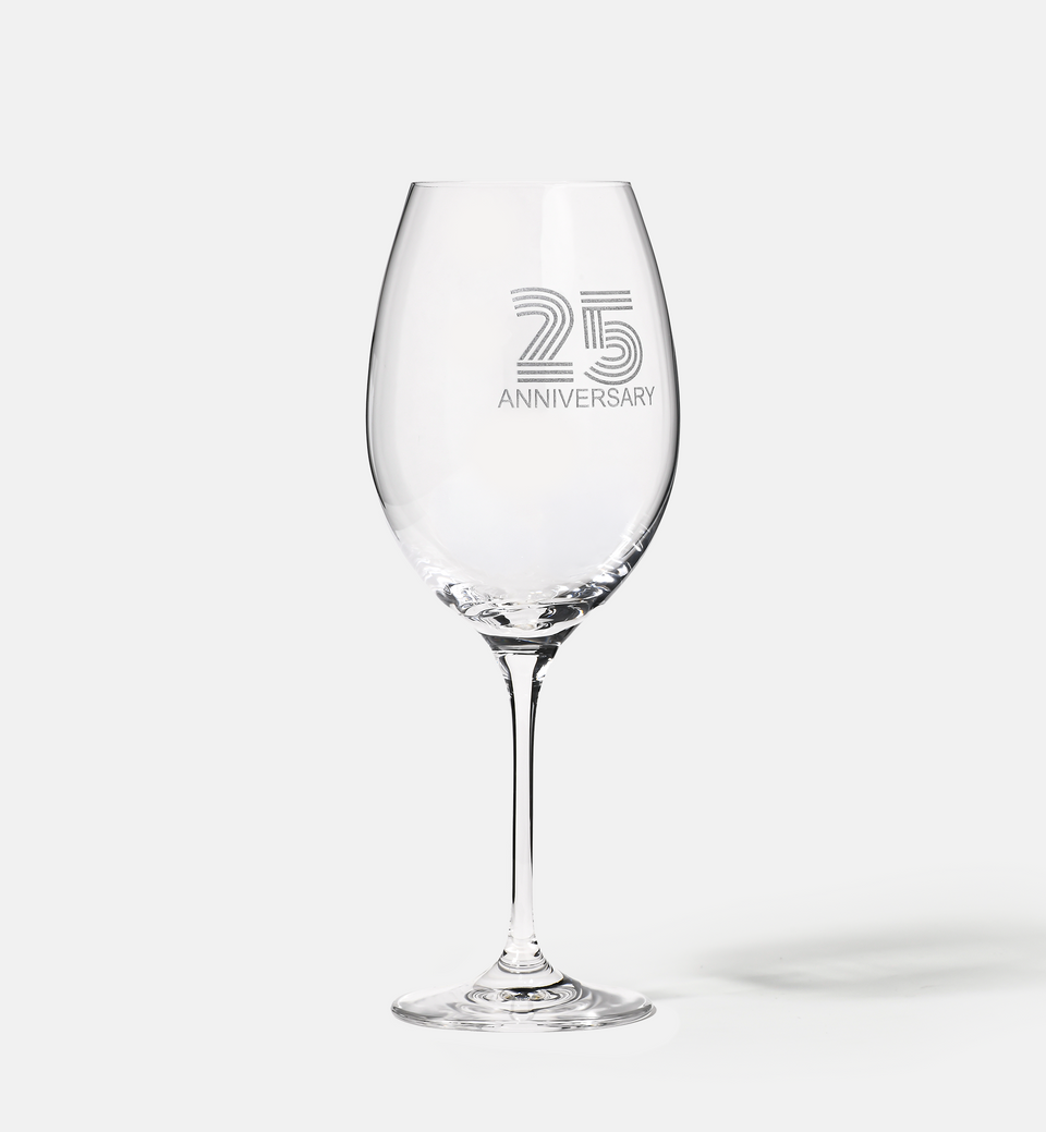 Zdobiony kieliszek do wina z napisem 25 ANNIVERSARY, 25 ROCZNICA 480 ml