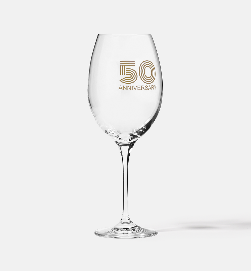 Zdobiony kieliszek do wina z napisem 50 ANNIVERSARY, 50 ROCZNICA 480 ml
