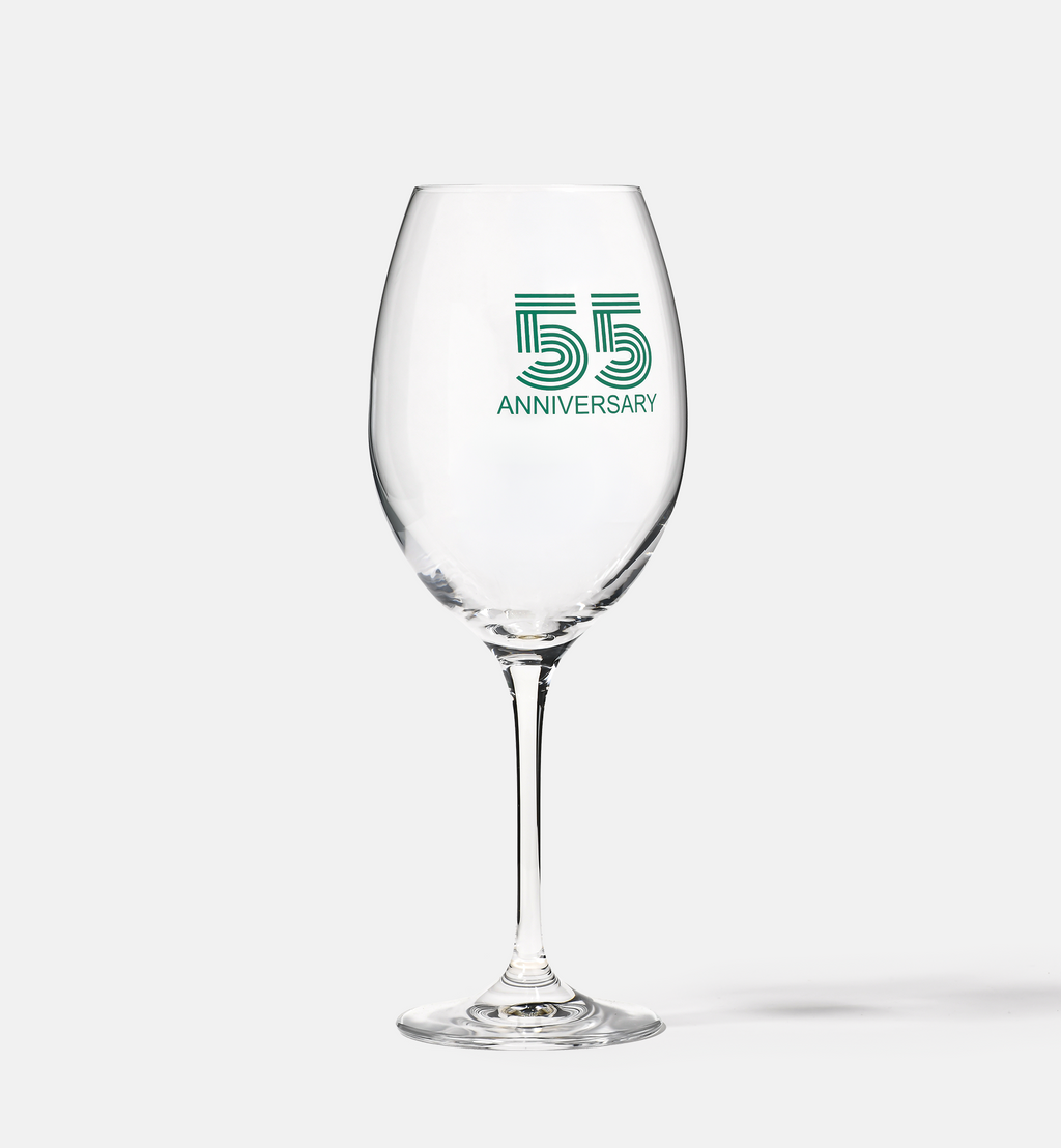 Zdobiony kieliszek do wina z napisem 55 ANNIVERSARY, 55 ROCZNICA 480 ml