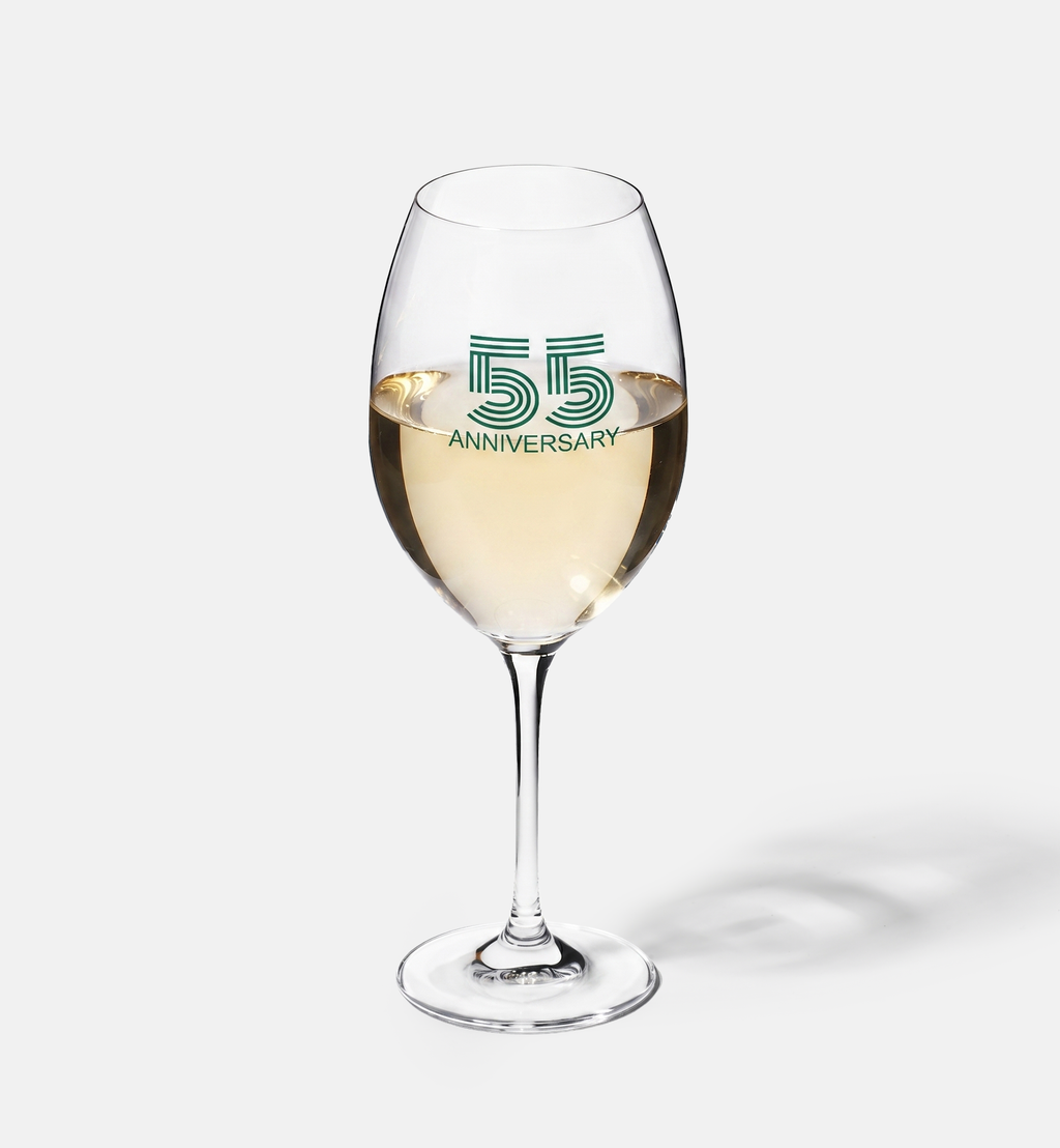Zdobiony kieliszek do wina z napisem 55 ANNIVERSARY, 55 ROCZNICA 480 ml