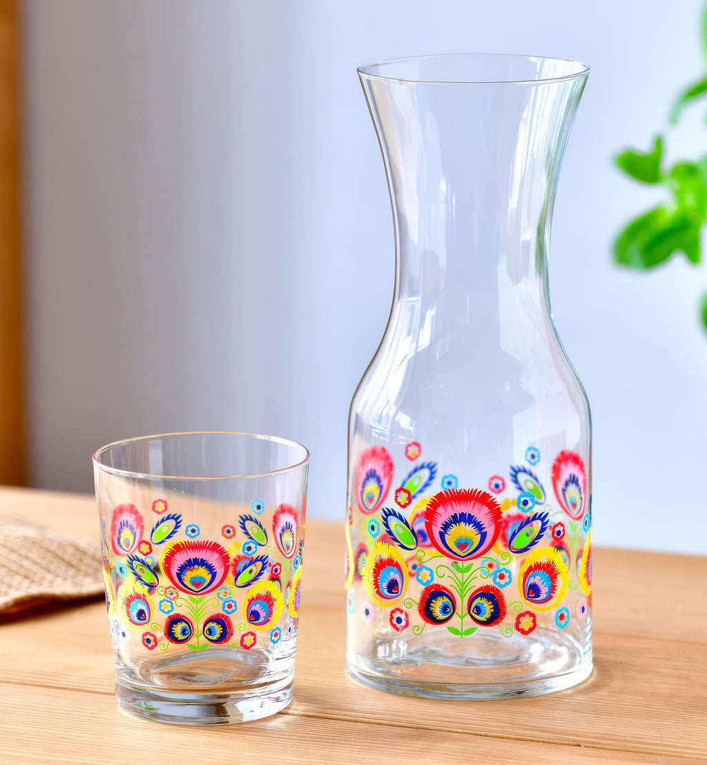 Karafka ze wzorem łowickim FOLK 900 ml