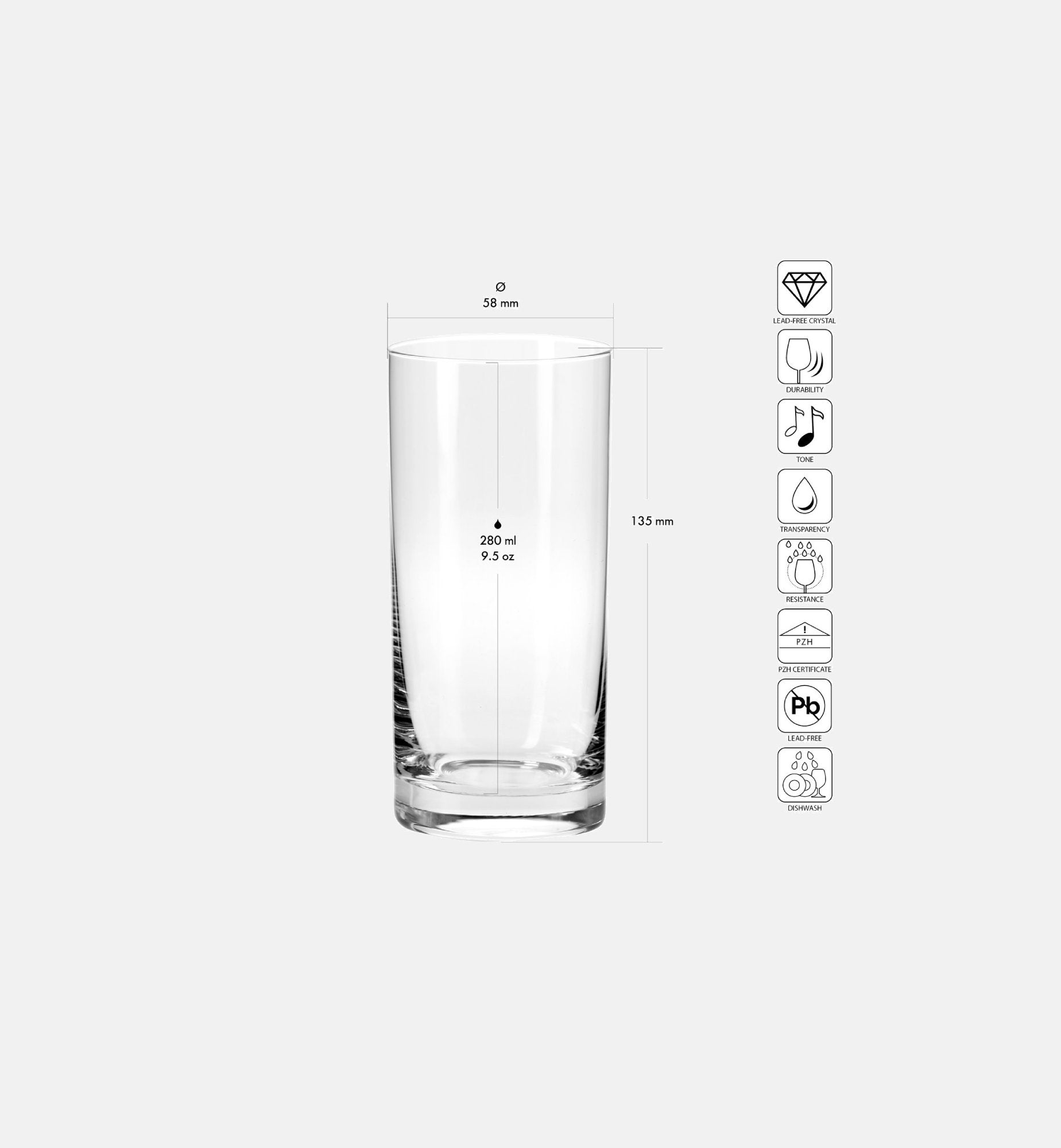 Szklanki HIGHBALL 280 ICE 280 ml