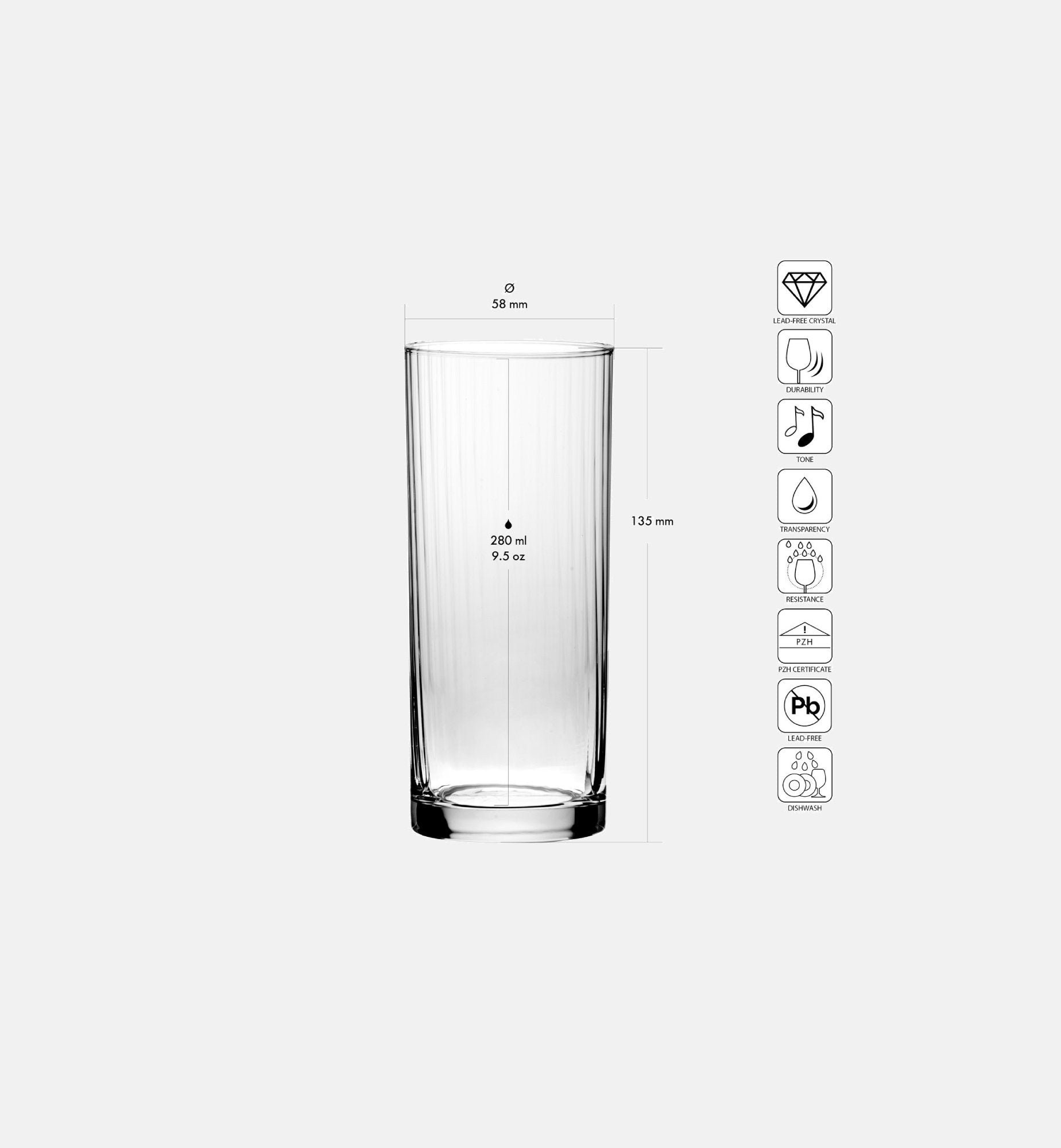 Szklanki HIGHBALL 280 ICE OPTIC 280 ml