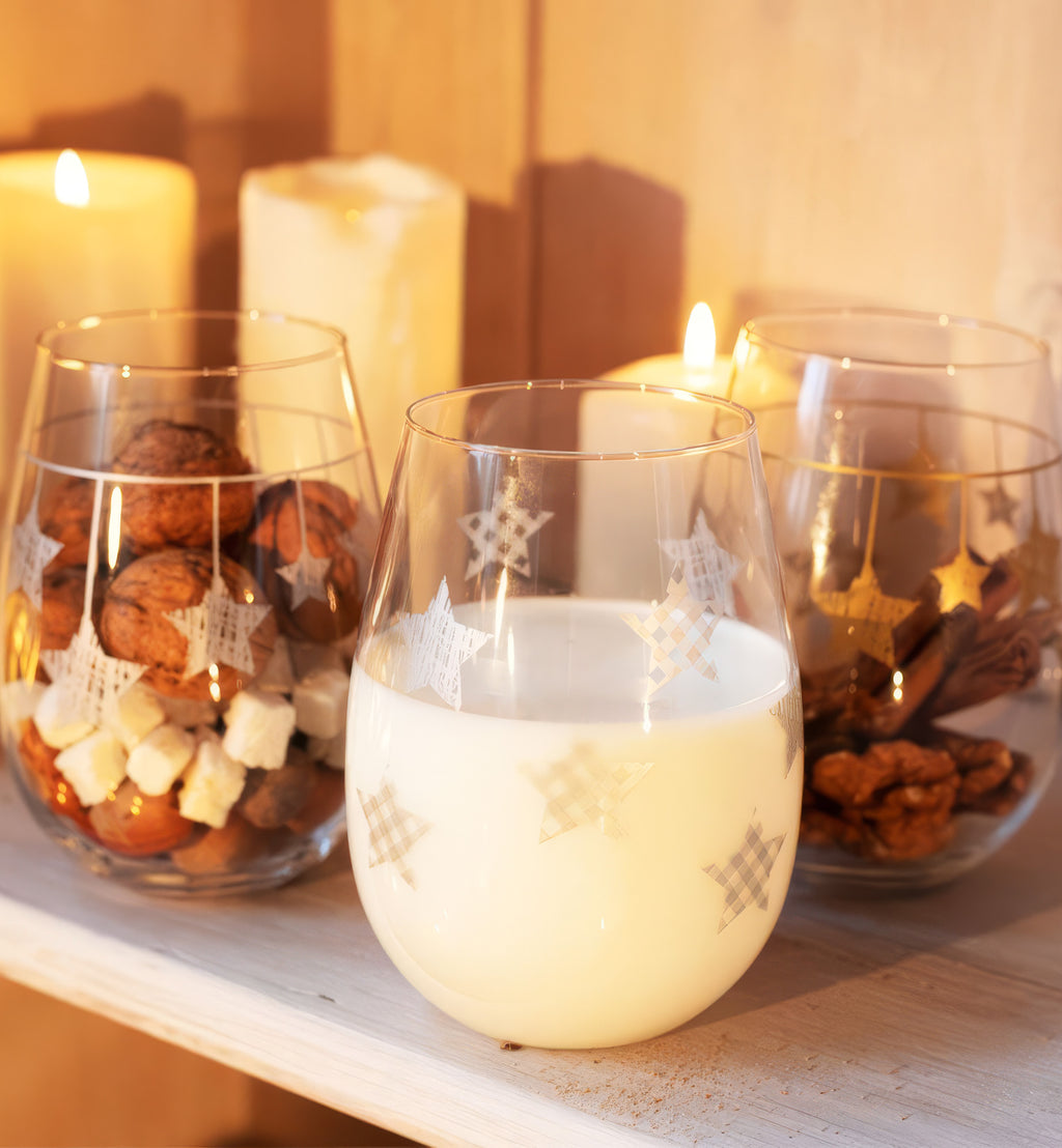 Szklanki STAR gwiazdki wiszące złote 500 ml