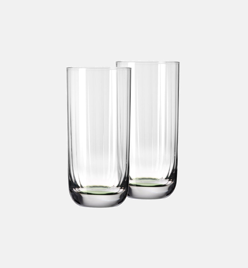 Wysokie ryflowane szklanki do wody Ciemnozielony 360 ml