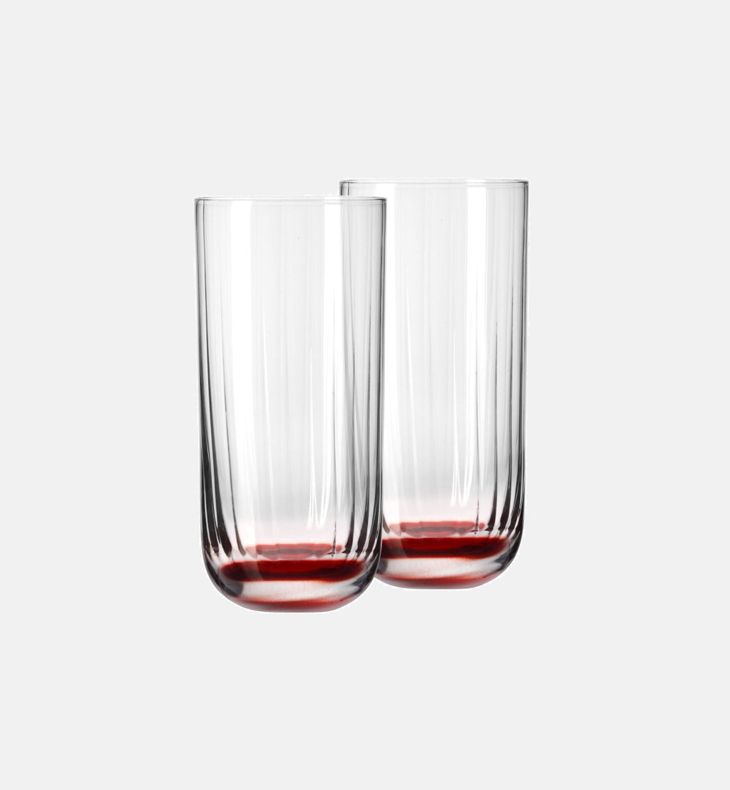 Wysokie ryflowane szklanki do wody Czerwony 360 ml